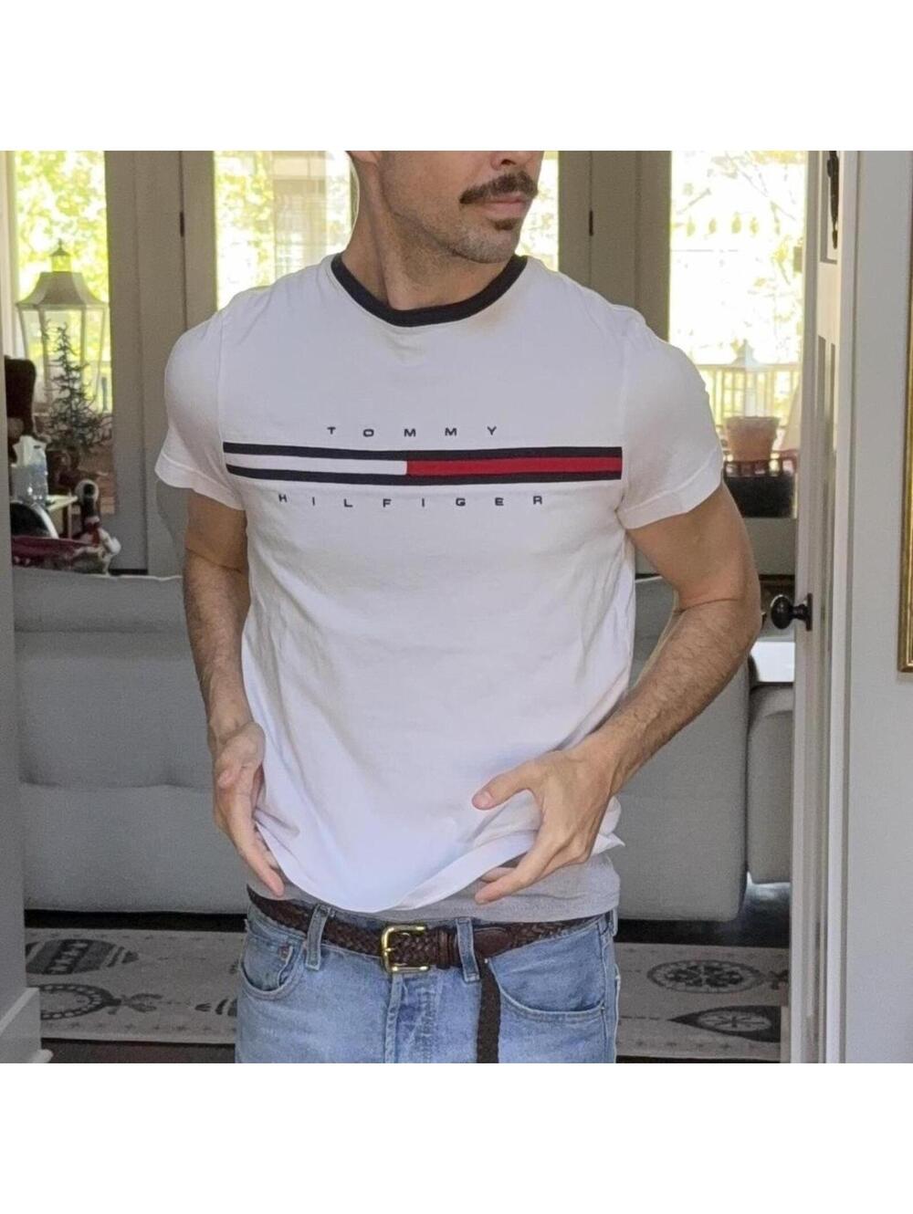 🤍 Tommy Hilfiger Logo Stripe Baby Tee XS